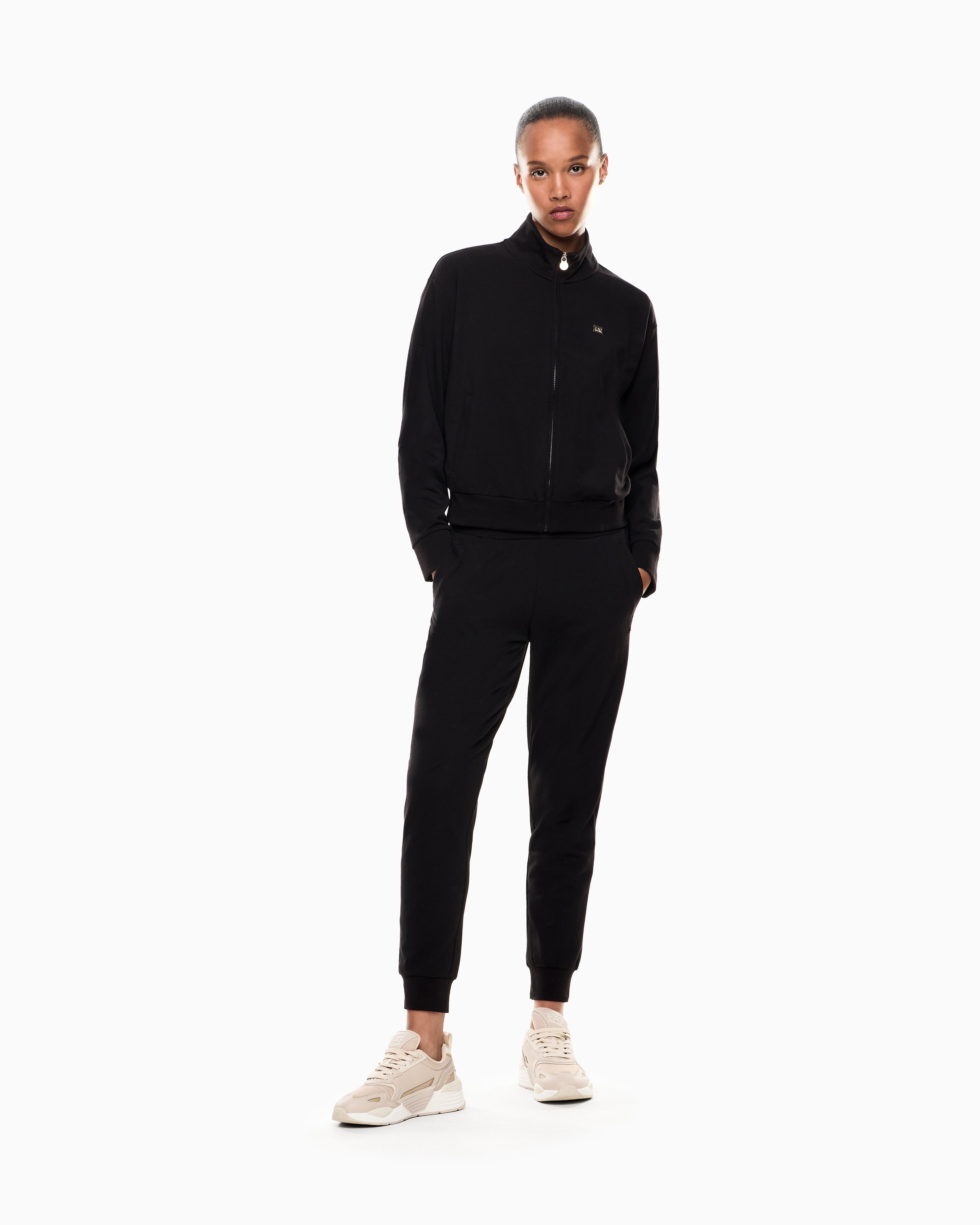 EA7 Cotton stretch suit with zip and metal logo Core Lady