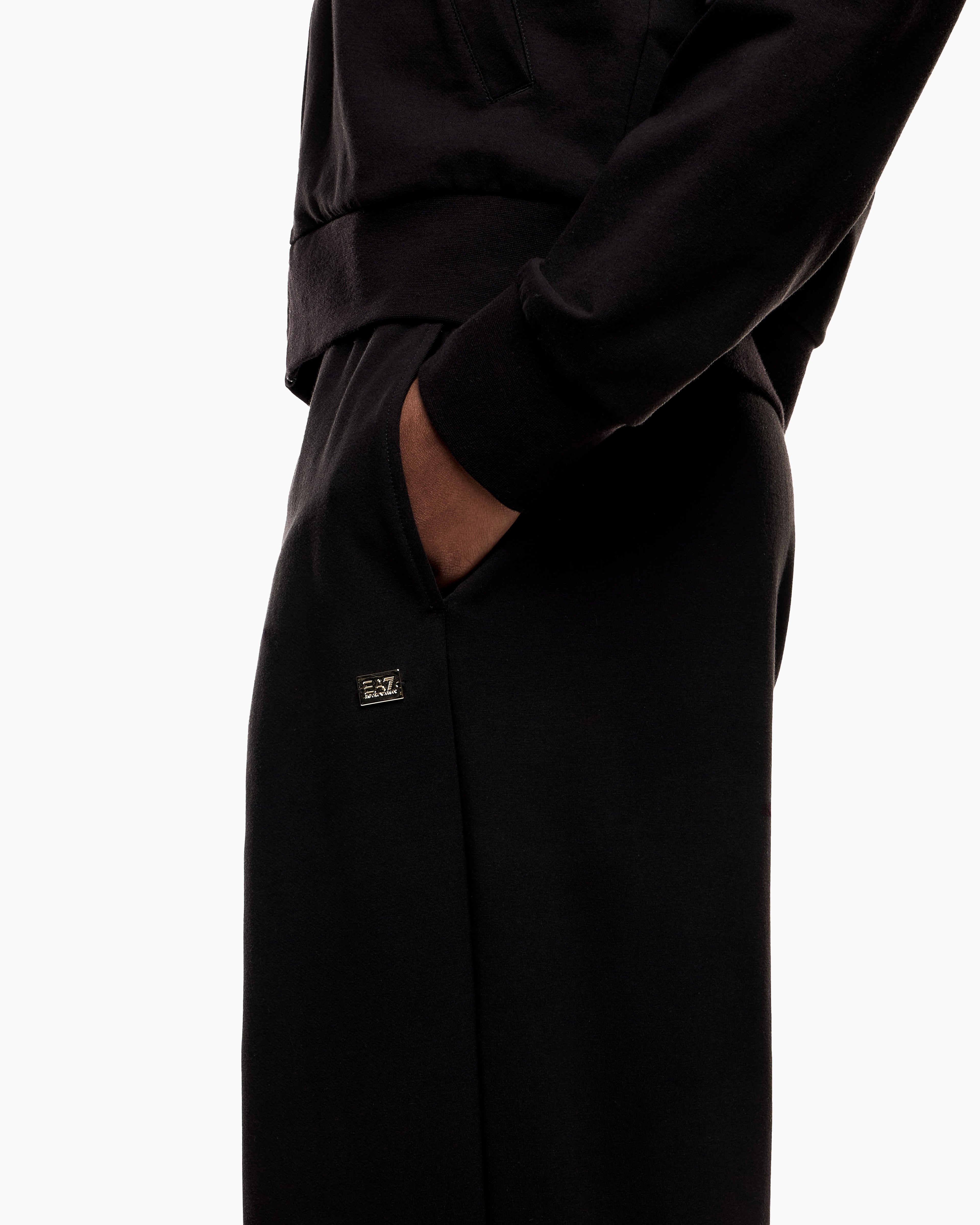 EA7 Cotton stretch suit with hood and wide pants Core Lady