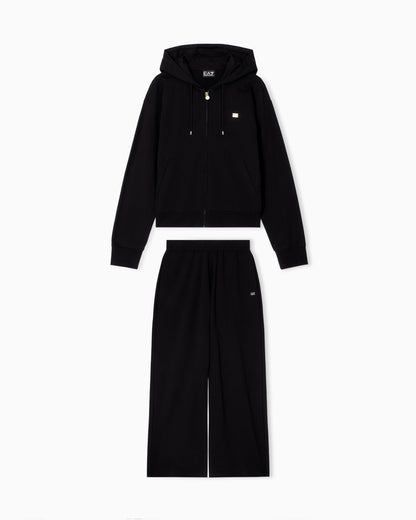 EA7 Cotton stretch suit with hood and wide pants Core Lady