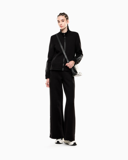 EA7 Logo Series cotton-blend wide-leg trousers