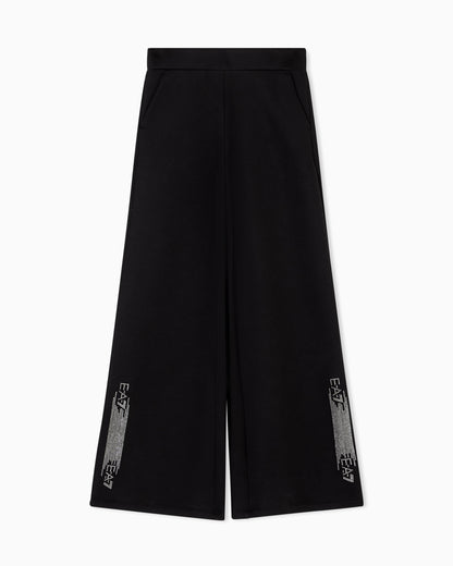 EA7 Logo Series cotton-blend wide-leg trousers