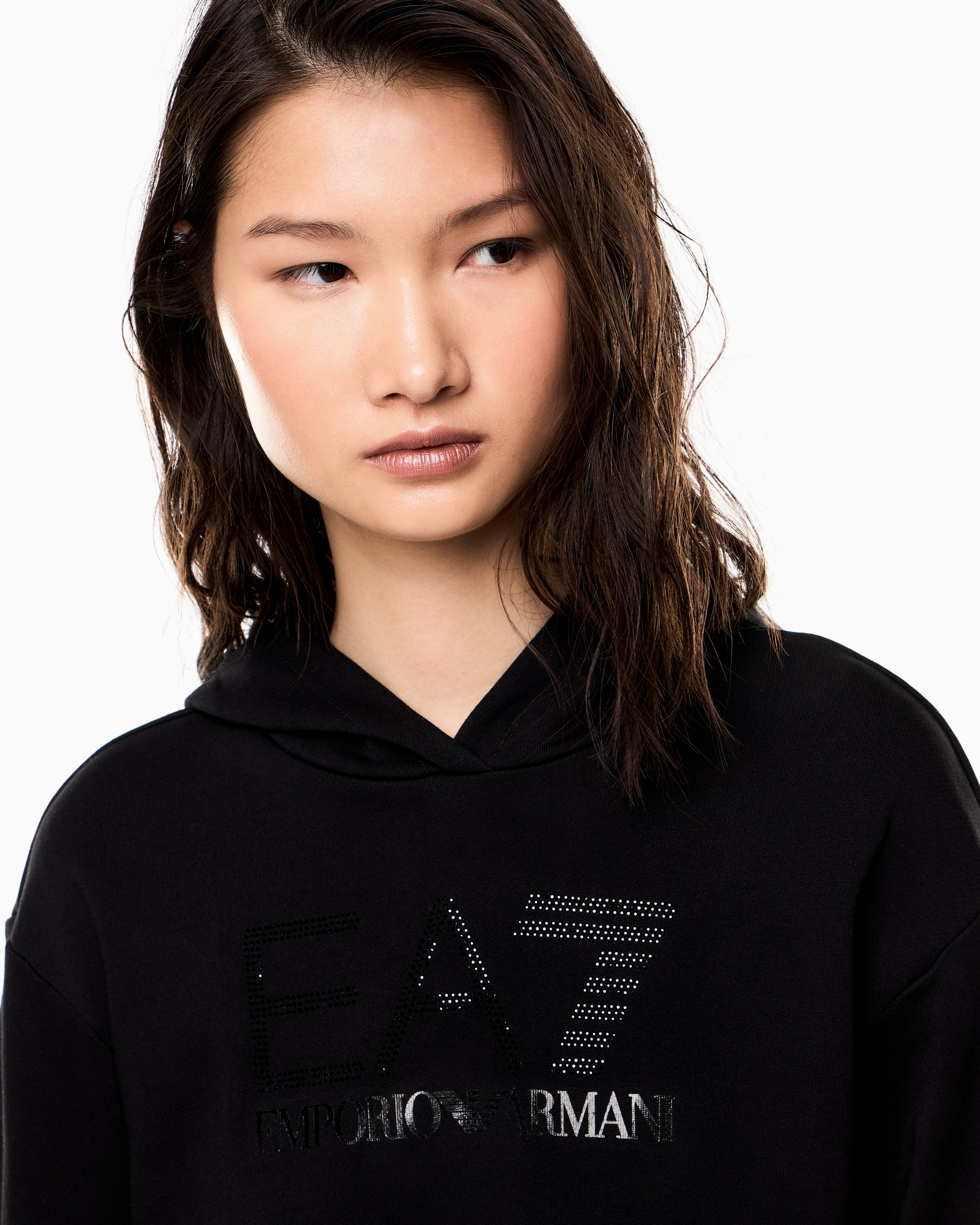 EA7 Logo Series stretch cotton-blend hooded sweatshirt