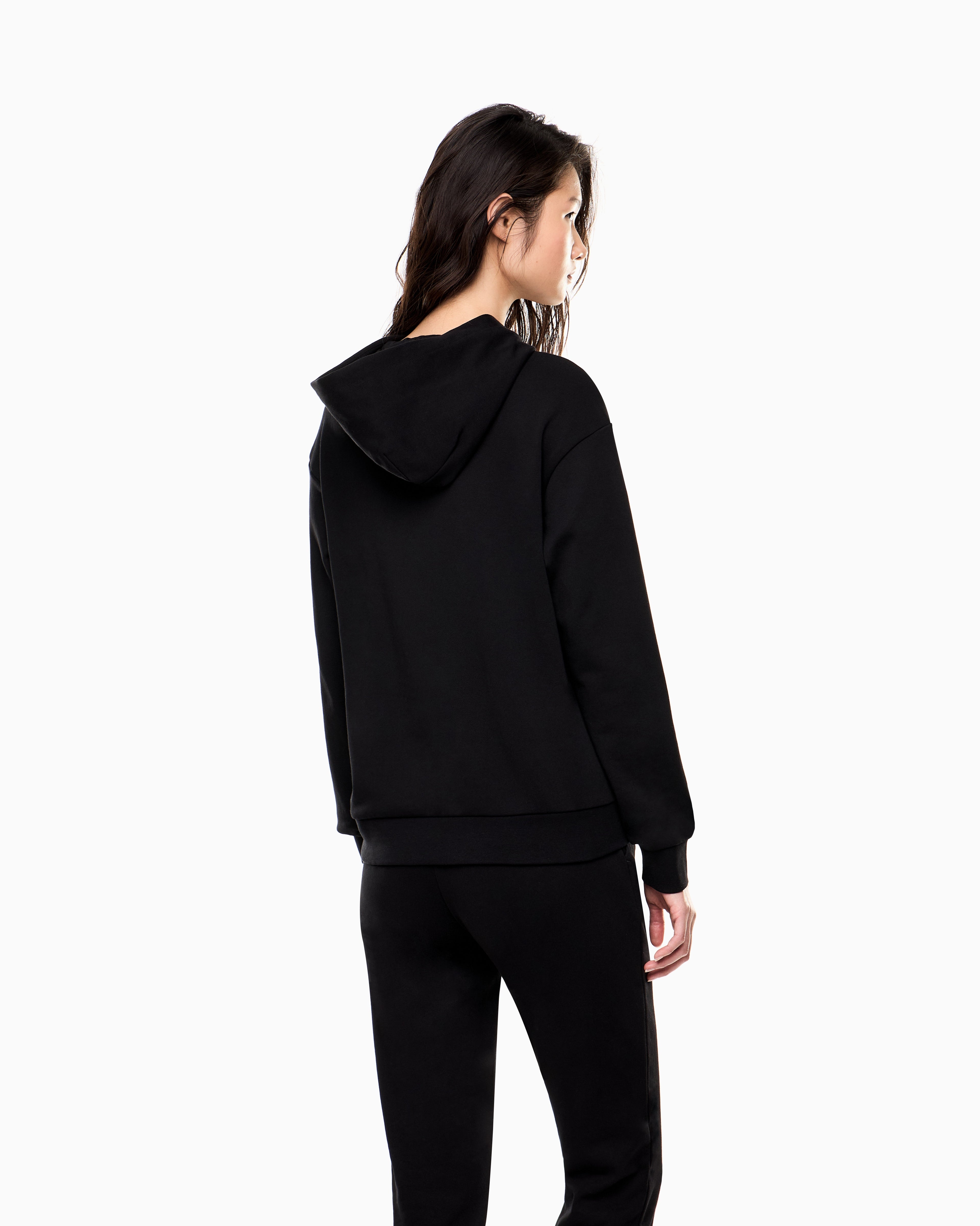 EA7 Logo Series stretch cotton-blend hooded sweatshirt