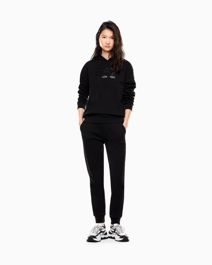 EA7 Stretch hooded sweatshirt with micro studs Logo Series
