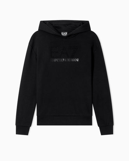 EA7 Logo Series stretch cotton-blend hooded sweatshirt