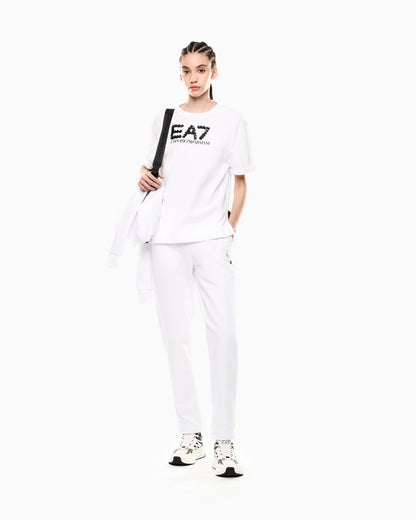 EA7 Logo Series cotton jersey crew-neck T-shirt with sequins