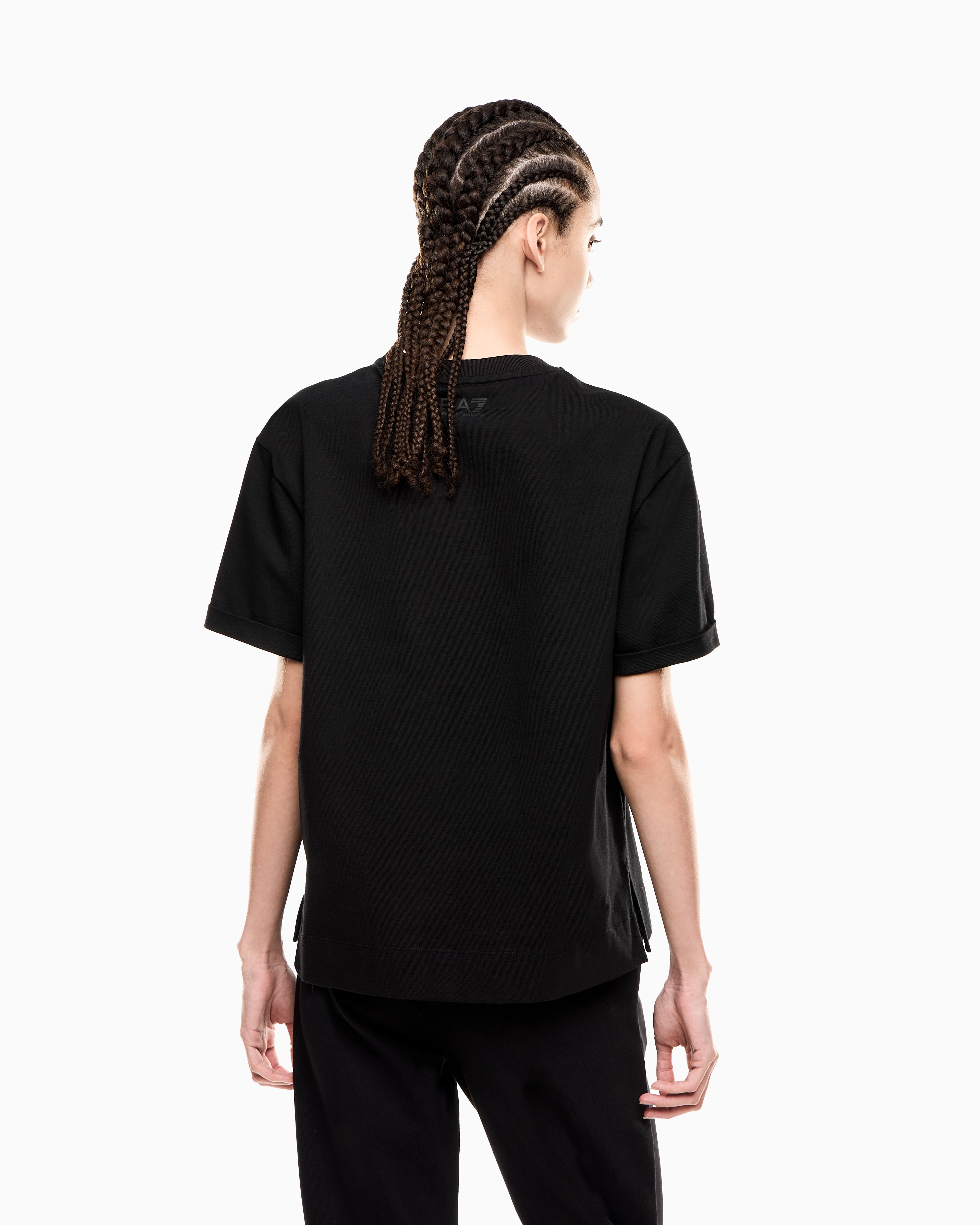 EA7 Logo Series cotton jersey crew-neck T-shirt with sequins