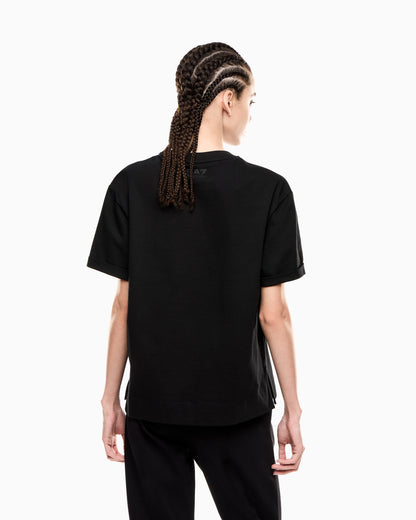 EA7 Logo Series cotton jersey crew-neck T-shirt with sequins
