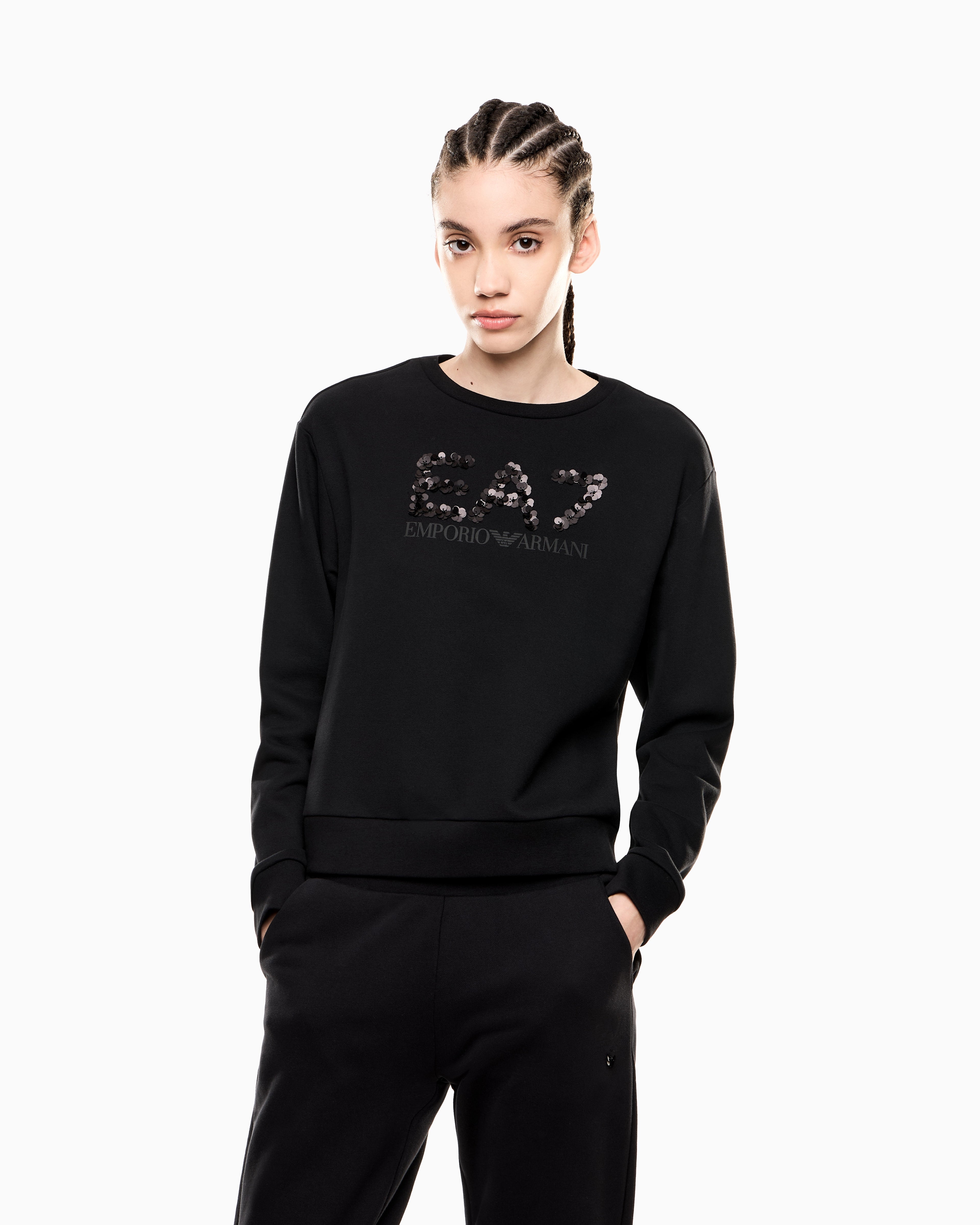 EA7 Cotton-blend crew-neck sweatshirt