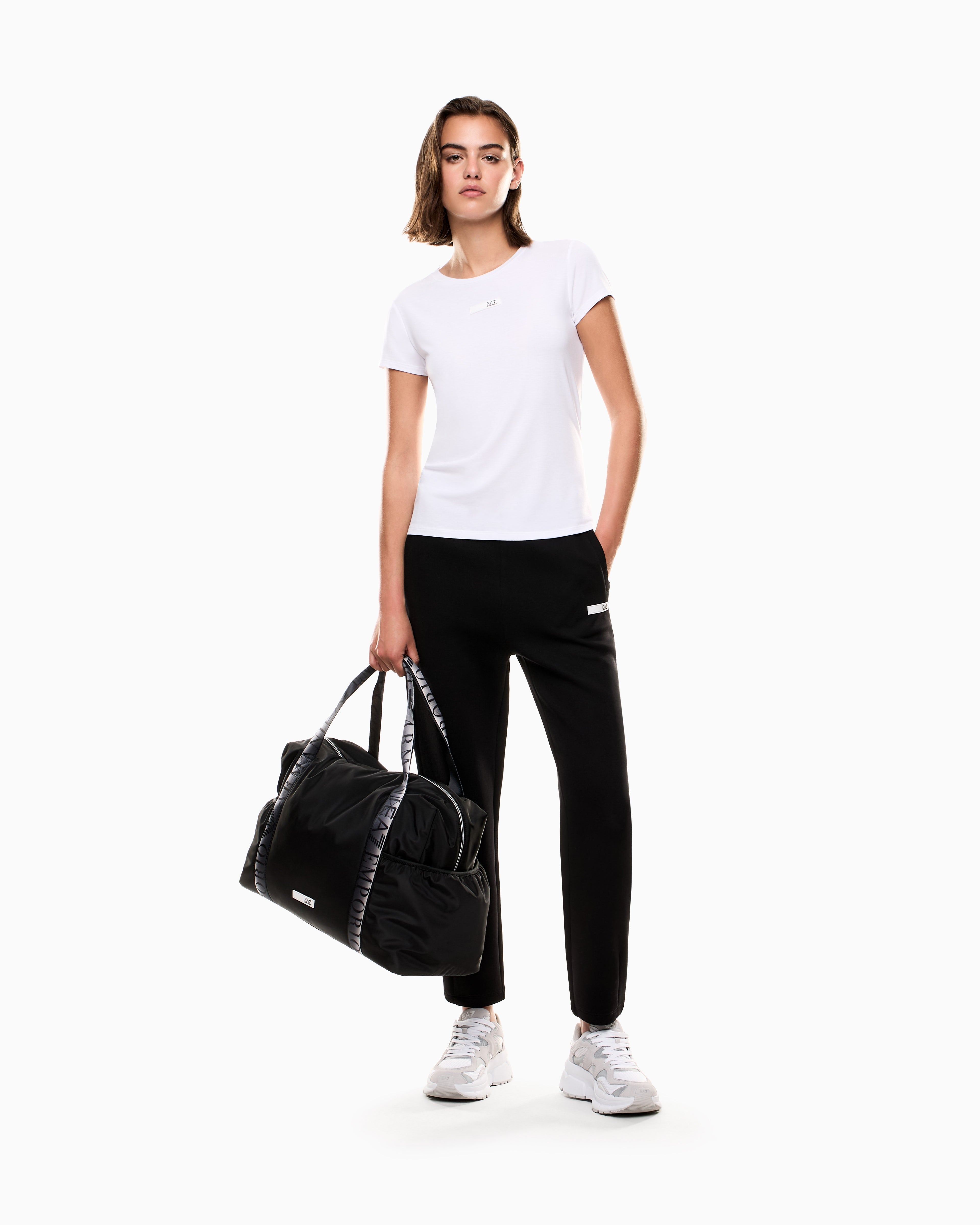EA7 Dynamic Athlete crew-neck T-shirt in Natural VENTUS7 technical fabric