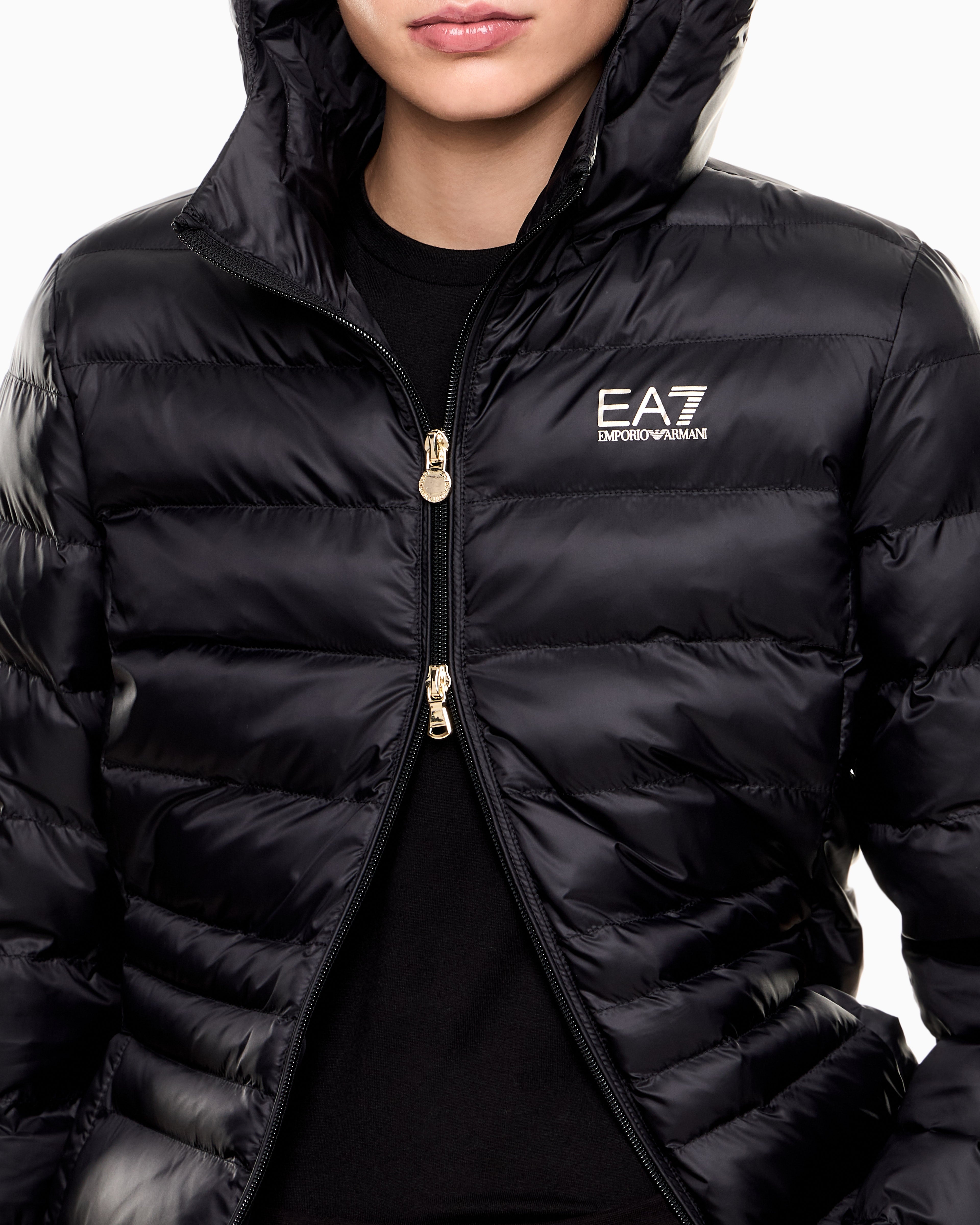 EA7 Padded jacket with a fixed hood and front zip Core Lady
