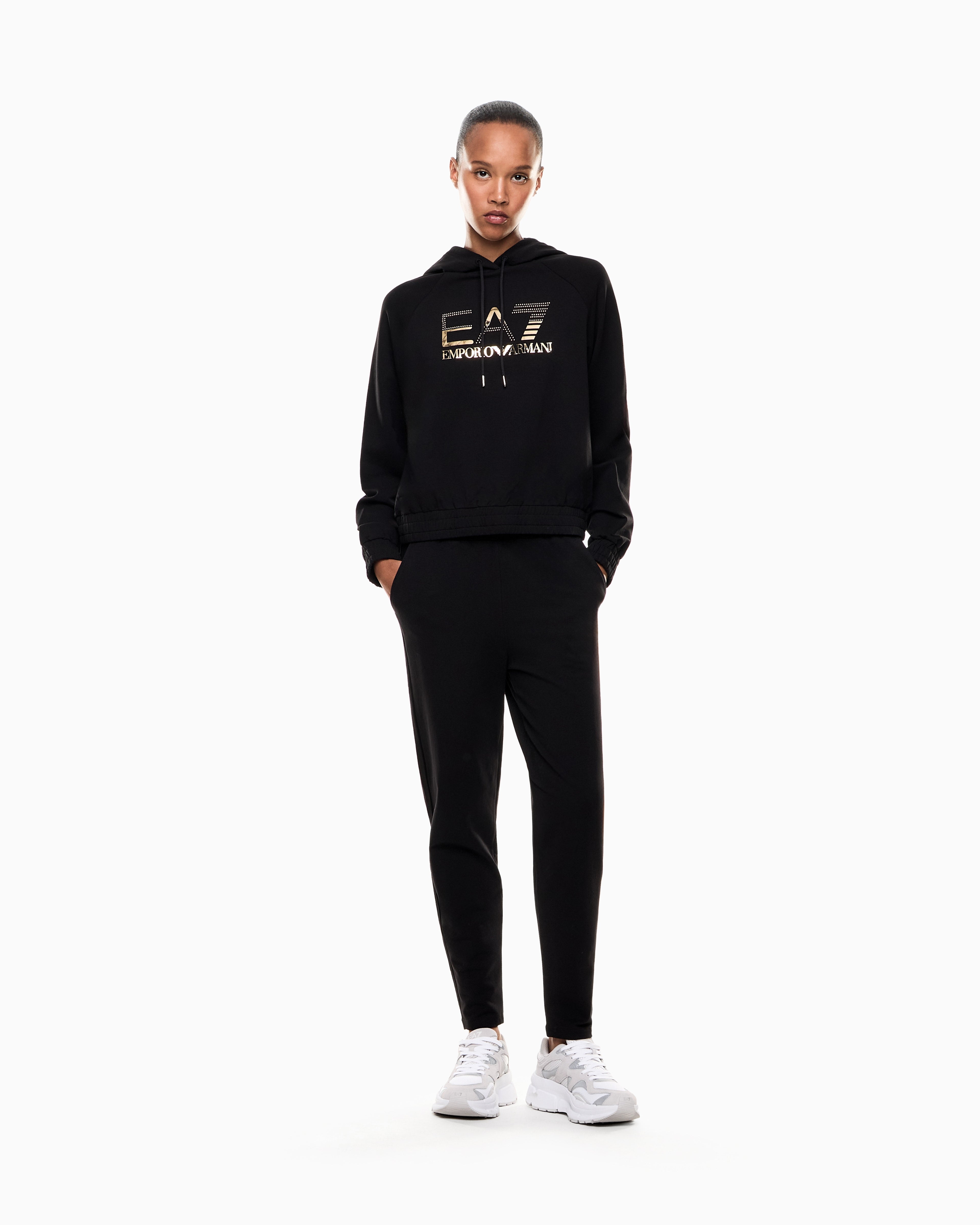 EA7 Organic cotton-blend tracksuit with oversized logo
