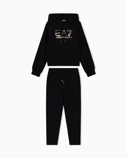 EA7 Organic cotton-blend tracksuit with oversized logo