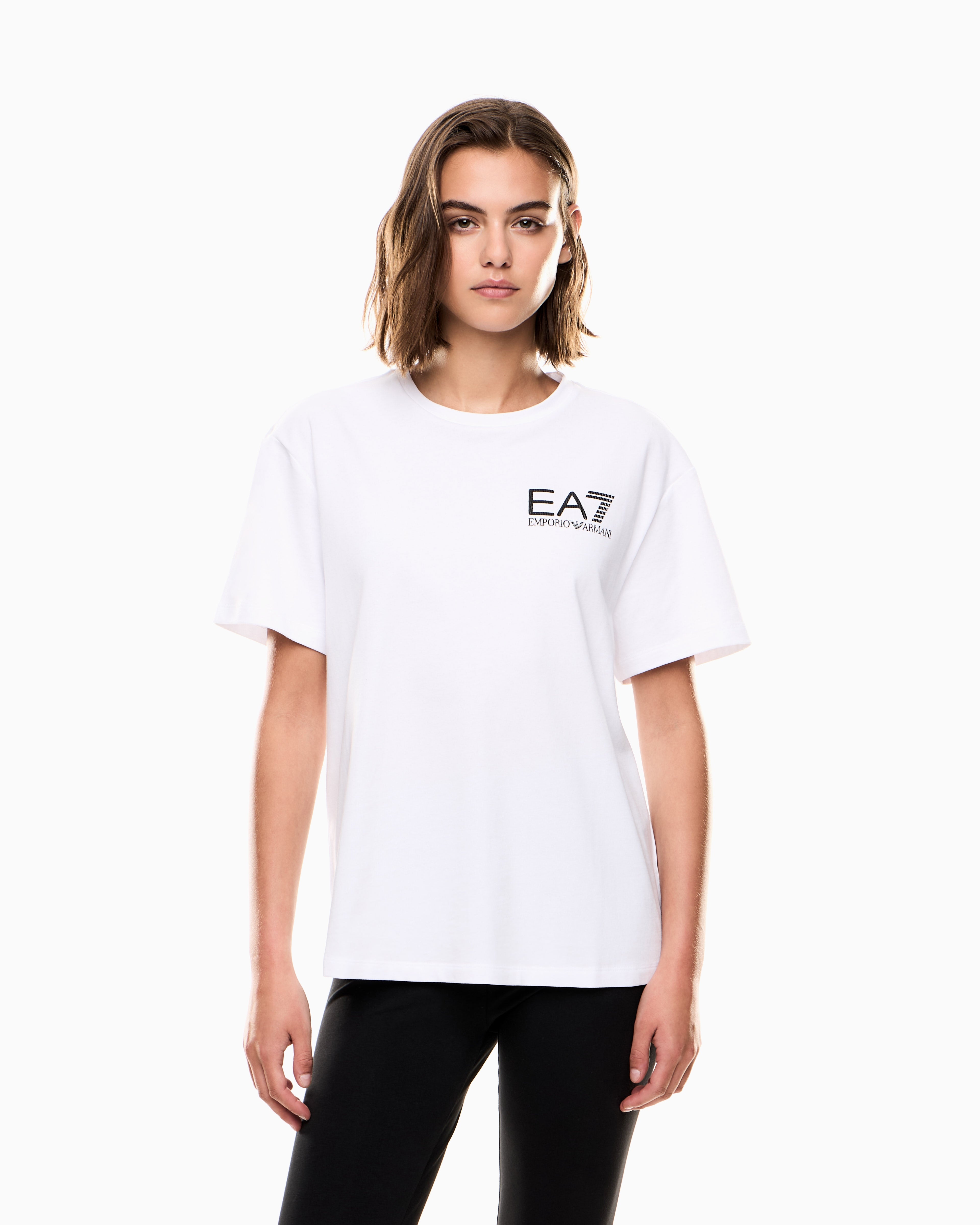 EA7 Logo Series cotton crew-neck T-shirt
