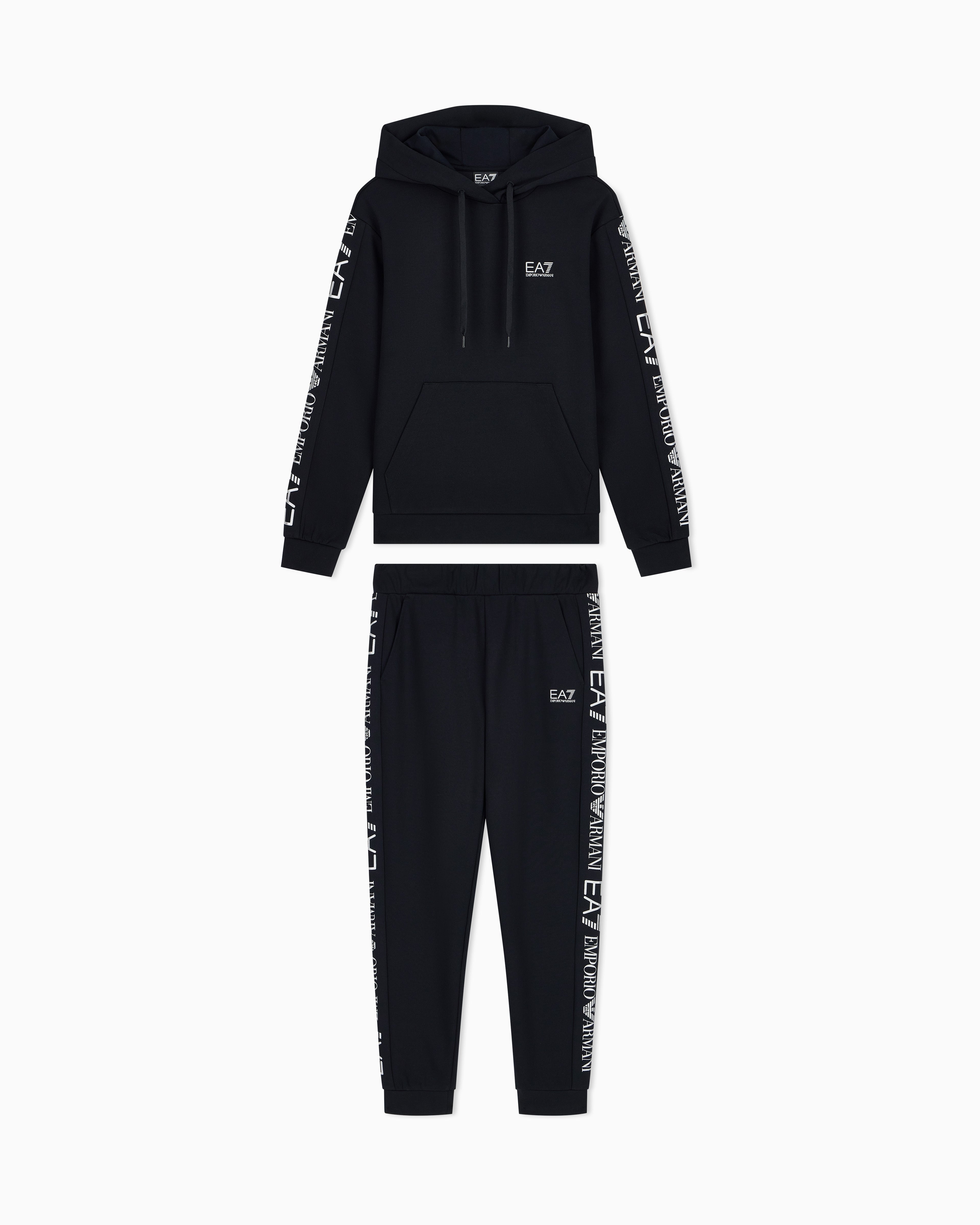 EA7 Cotton suit tracksuit with a hood and logo tape Tracksuit