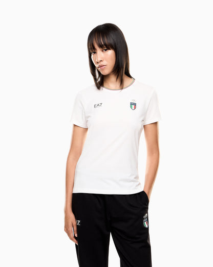EA7 Short sleeve stretch jersey t-shirt with logo Olympics
