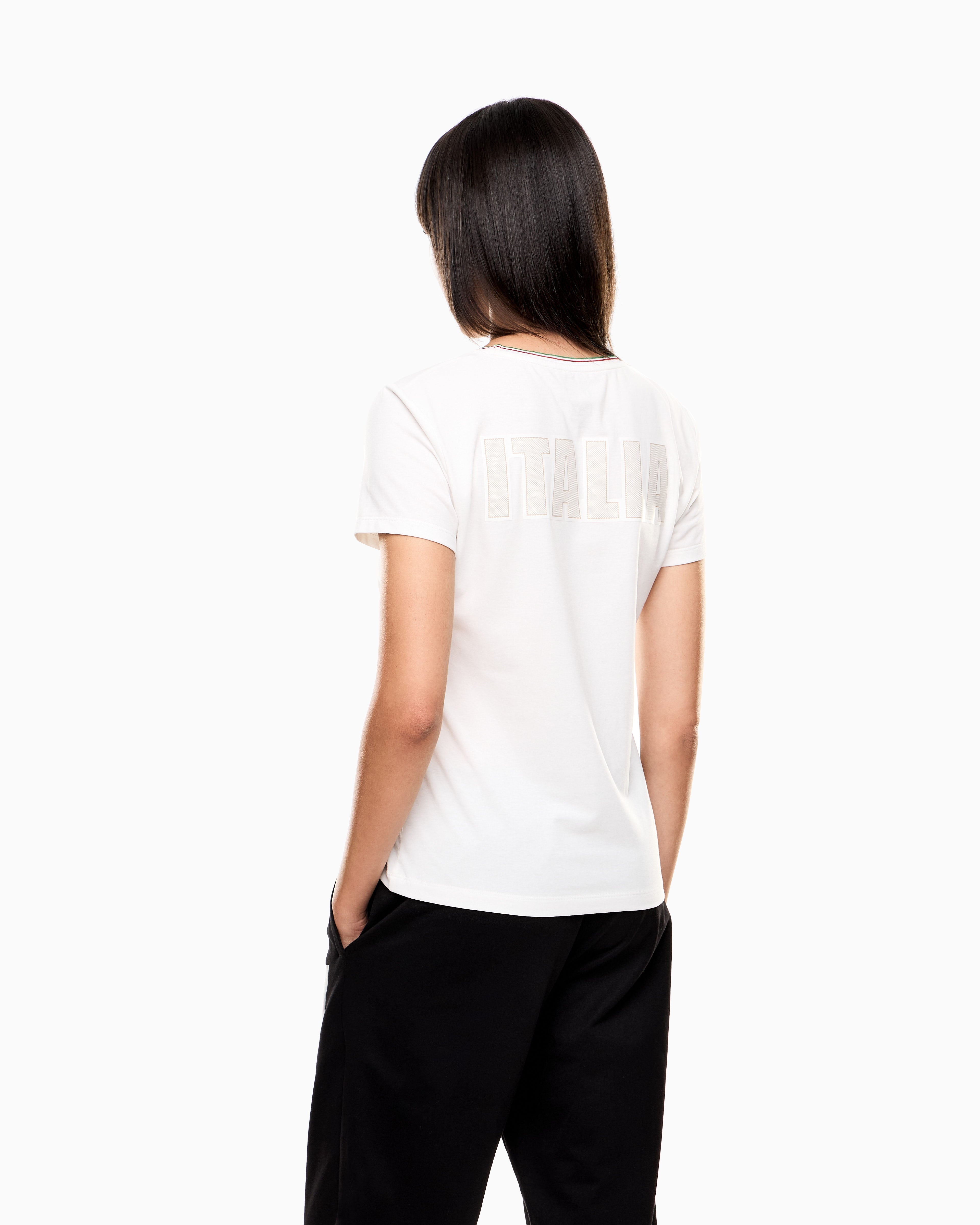 EA7 Italia short-sleeved, crew-neck T-shirt in stretch jersey