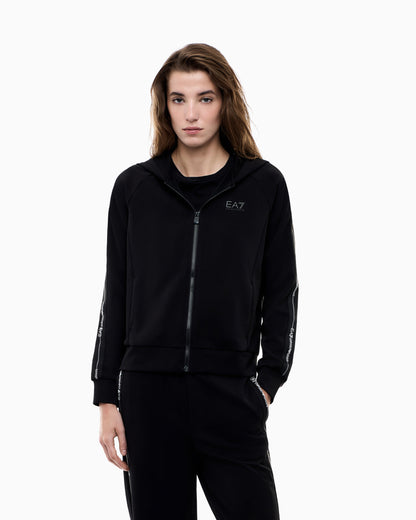 EA7 Logo Series cotton-jersey hooded sweatshirt
