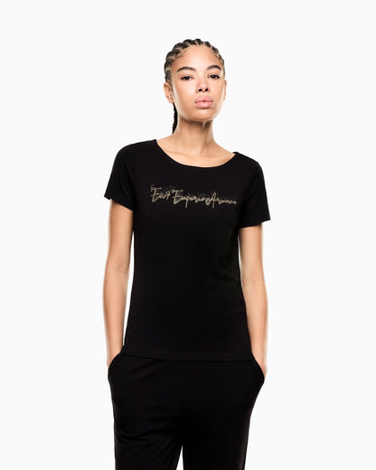 EA7 Logo Series stretch-jersey T-shirt with signature logo