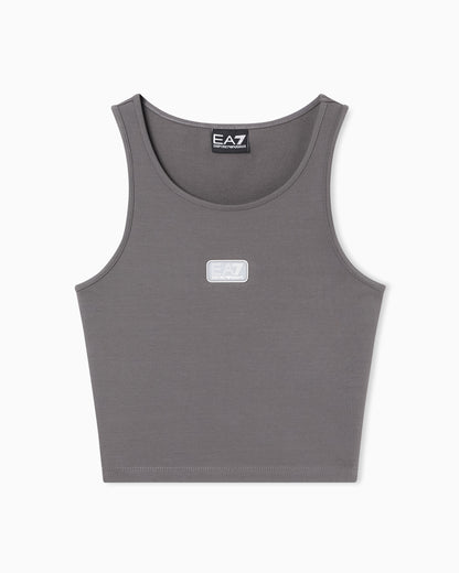 EA7 Logo Series stretch cotton jersey top with logo