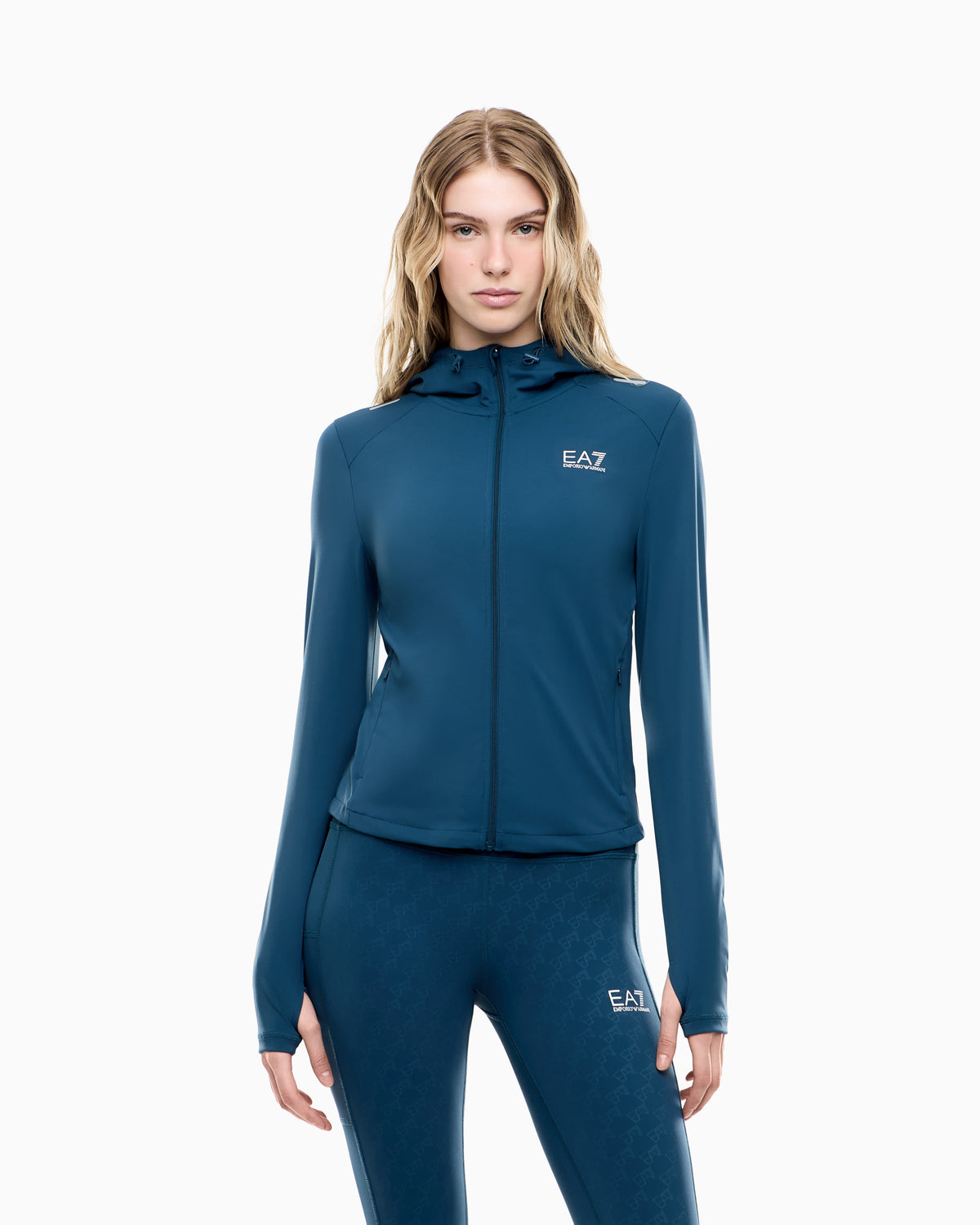EA7 Slim-fit full-zip hoodie Ventus7 in technical fabric