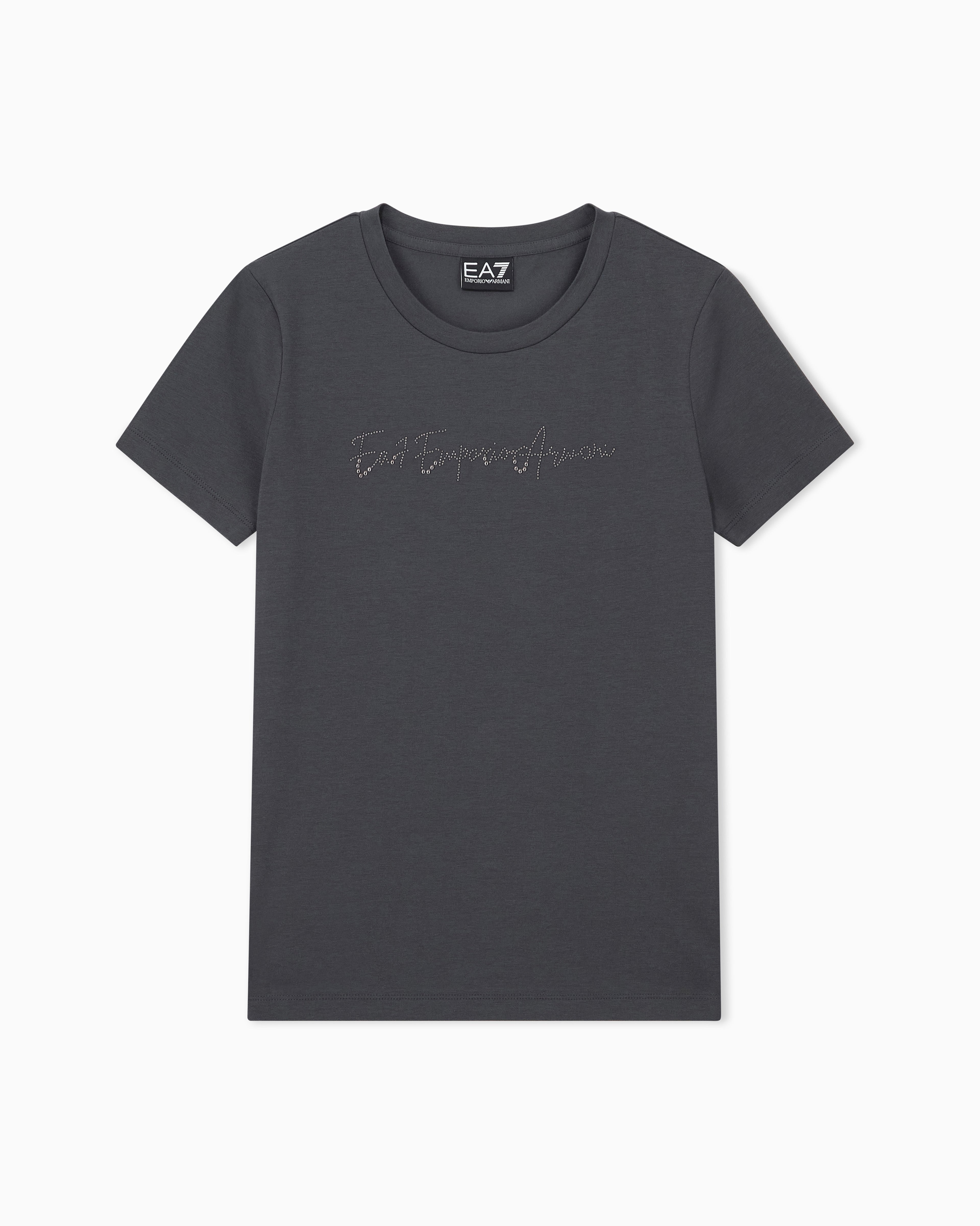 EA7 Slim-fit t-shirt Logo Series in cotton jersey with studs