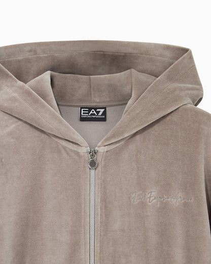 EA7 Regular fit full-zip hoodie Athletic Velour in cotton