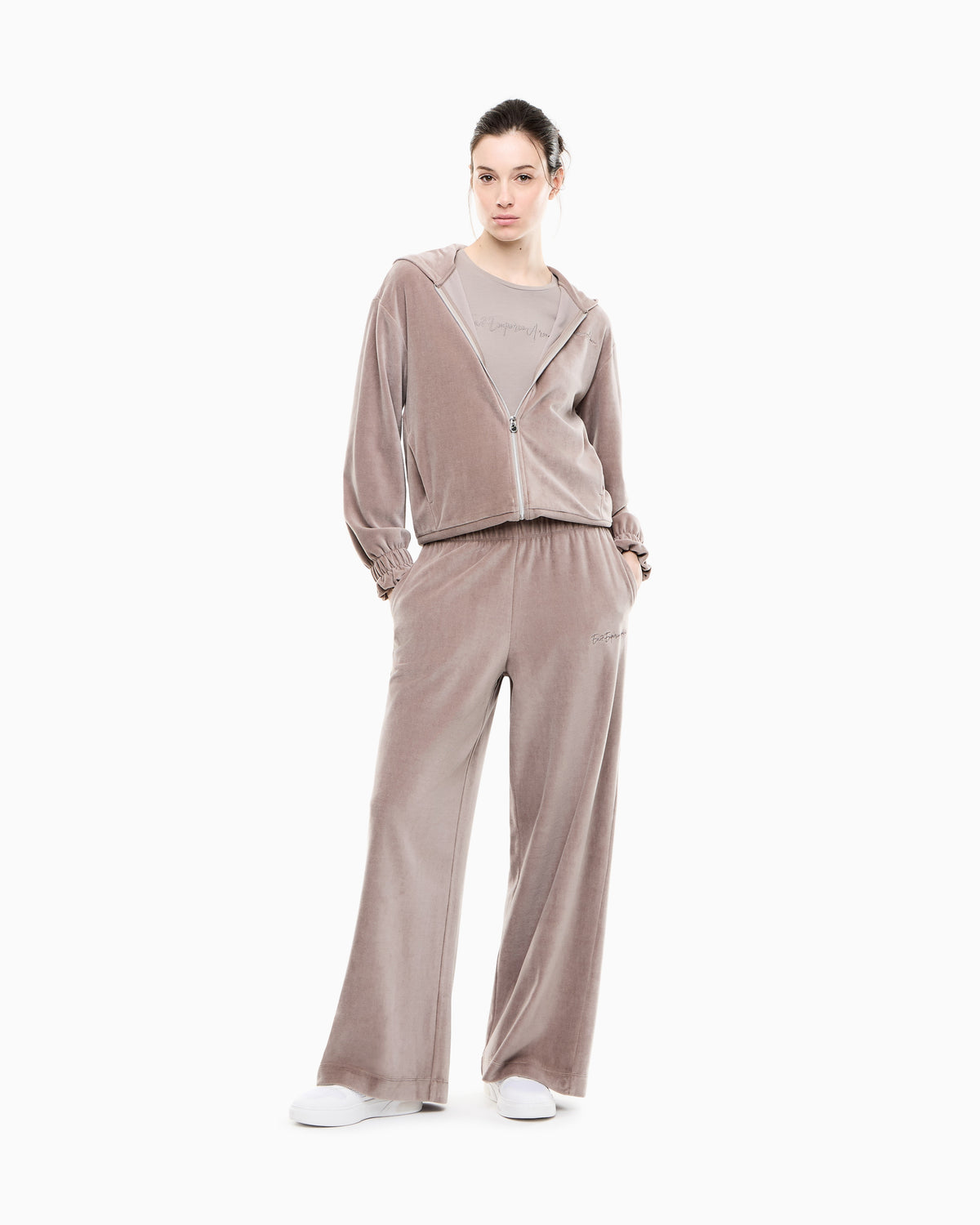 EA7 Regular fit full-zip hoodie Athletic Velour in cotton