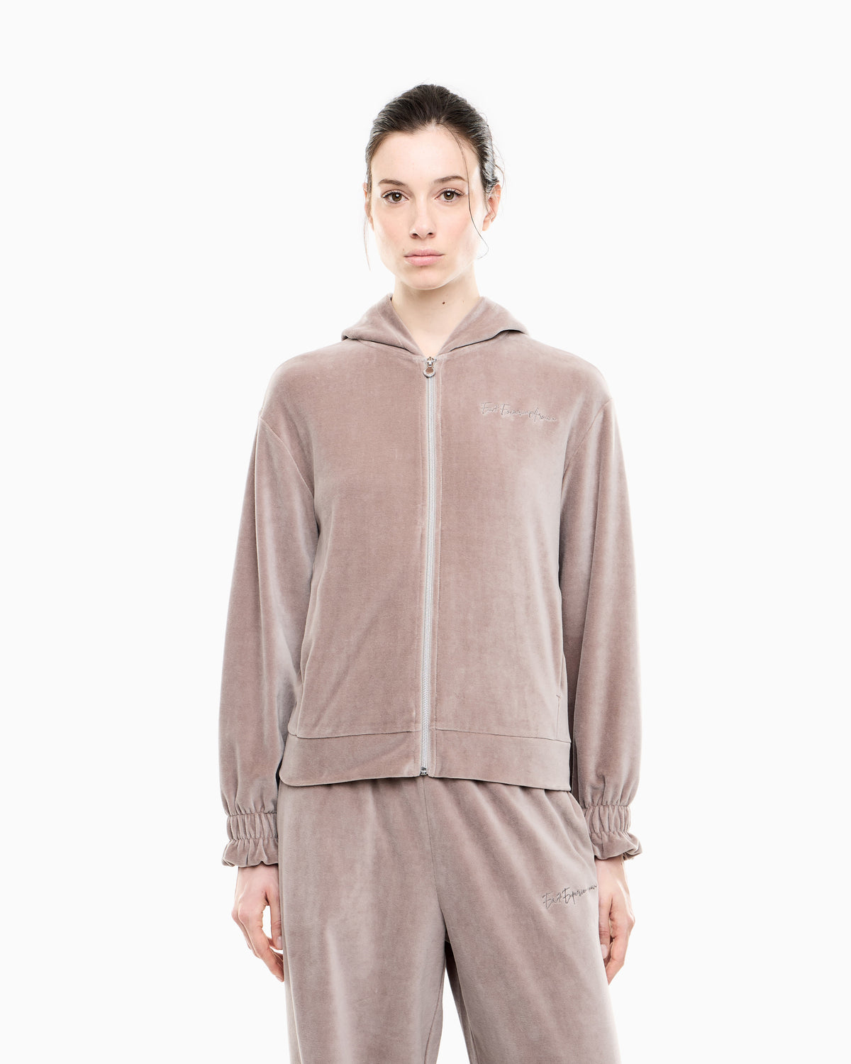EA7 Regular fit full-zip hoodie Athletic Velour in cotton