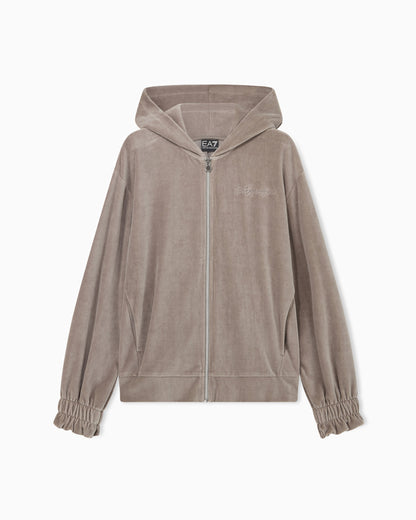 EA7 Regular fit full-zip hoodie Athletic Velour in cotton