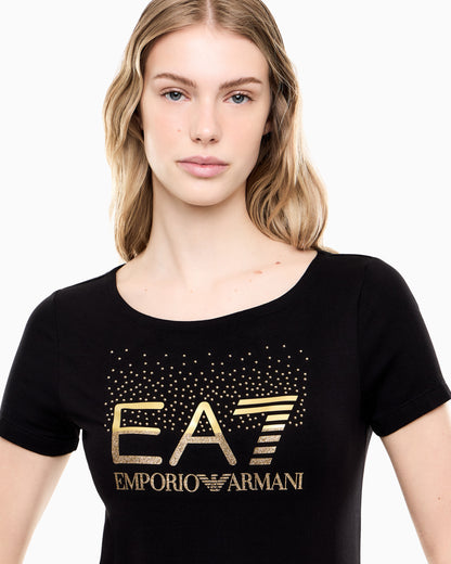 EA7 Slim-fit t-shirt Logo Series in cotton with shiny studs