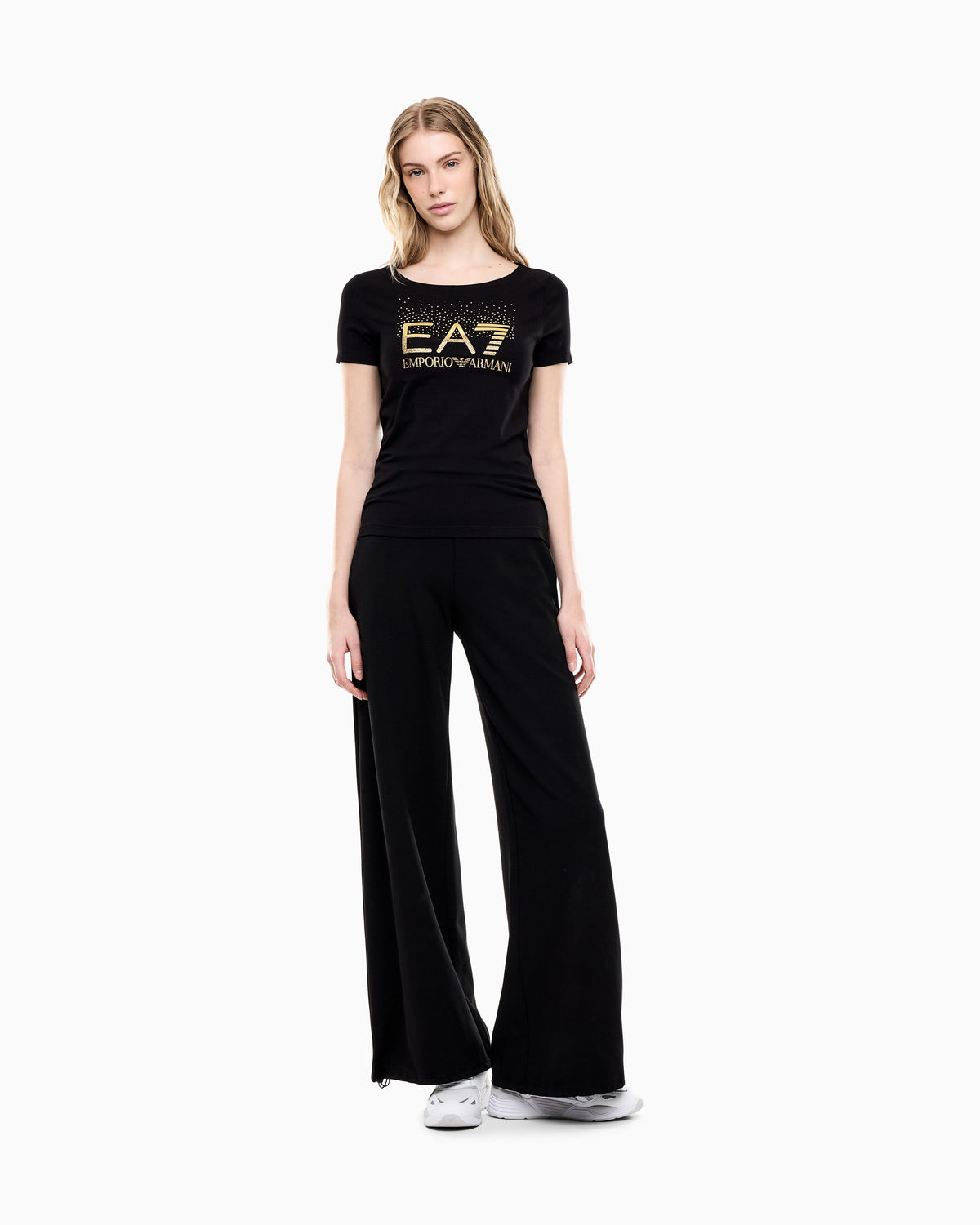 EA7 Slim-fit t-shirt Logo Series in cotton with shiny studs