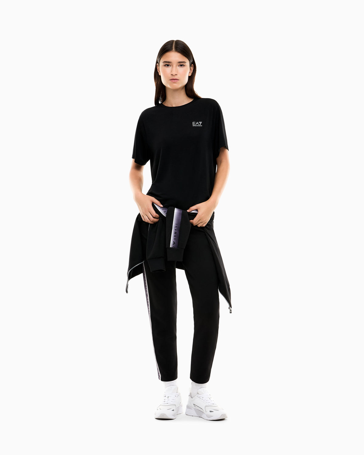 EA7 Regular fit T-shirt Natural Ventus 7 in viscose blend
