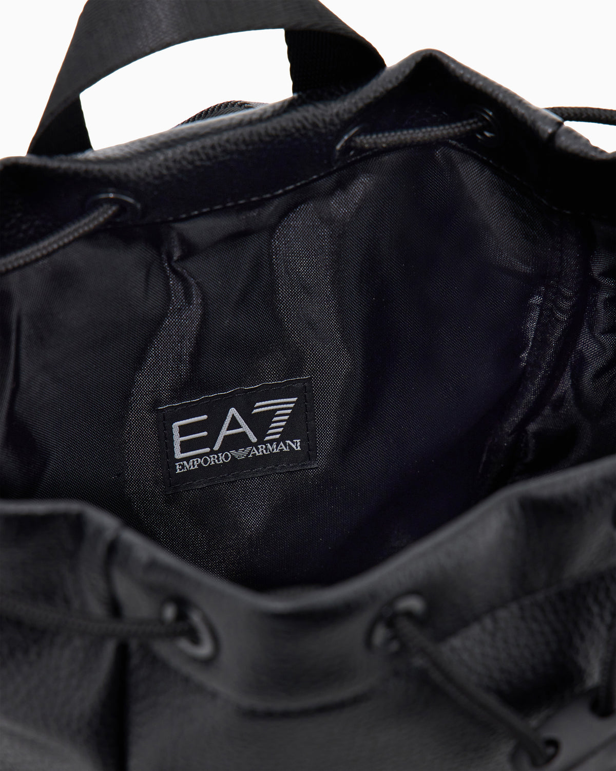 EA7 Backpack with embossed logo and leather-effect drawstring closure.