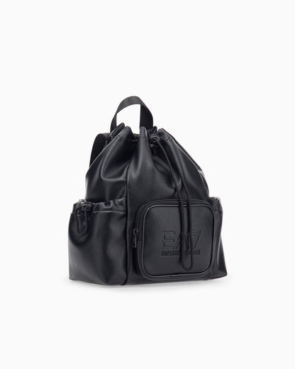 EA7 Backpack with embossed logo and leather-effect drawstring closure.