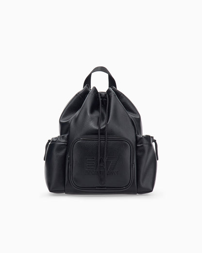 EA7 Backpack with embossed logo and leather-effect drawstring closure.