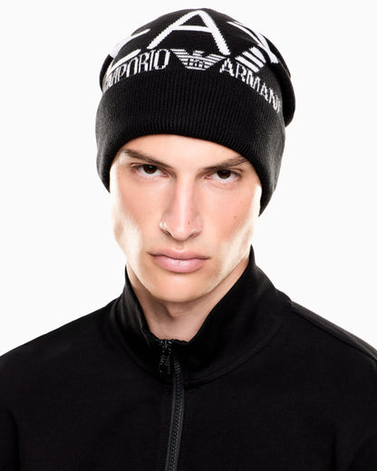 EA7 Visibility beanie with EA7 oversized logo