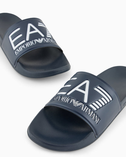 Ea7 Slides With Oversized Logo Blue