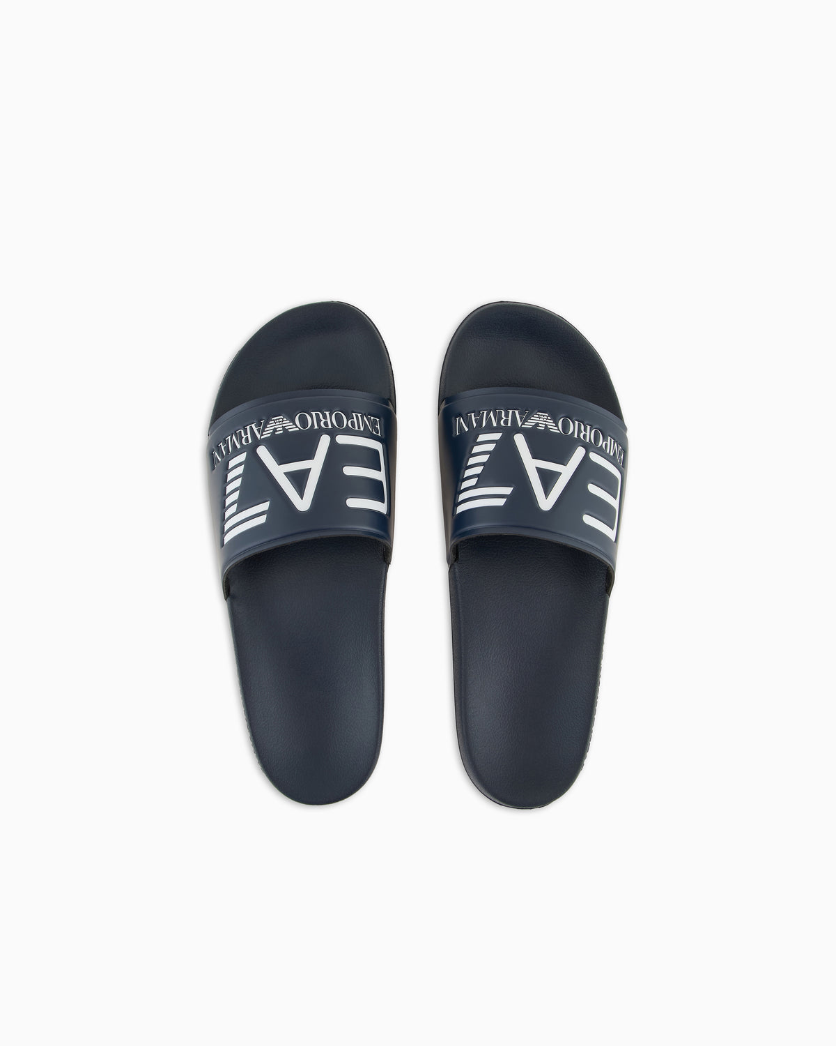 EA7 Logo slides with a wide band and anti-slip rubber soles