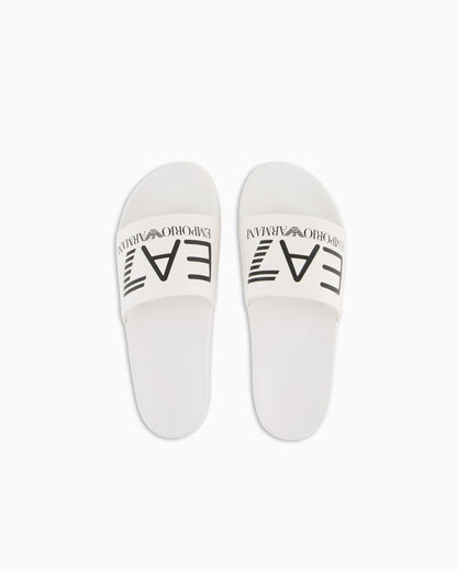 Ea7 Slides With Oversized Logo White