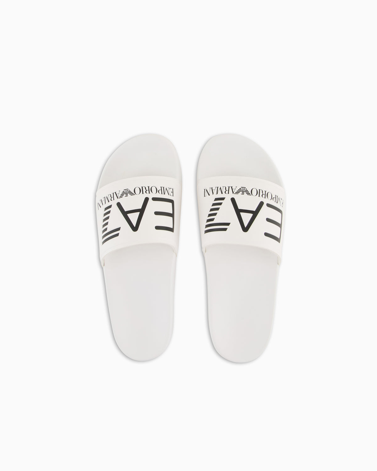 EA7 Logo slides with a wide band and anti-slip rubber soles