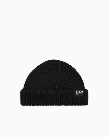 EA7 Fisherman wool knit beanie with logo Mountain Core