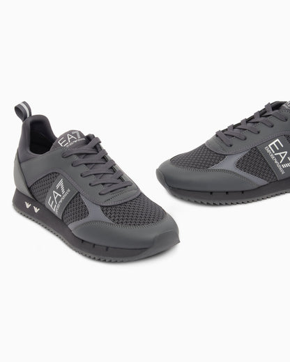 Ea7 Sneaker Black And White In Mesh With Rubber Sole Grey