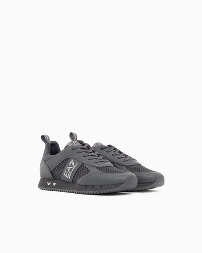 Ea7 Sneaker Black And White In Mesh With Rubber Sole Grey