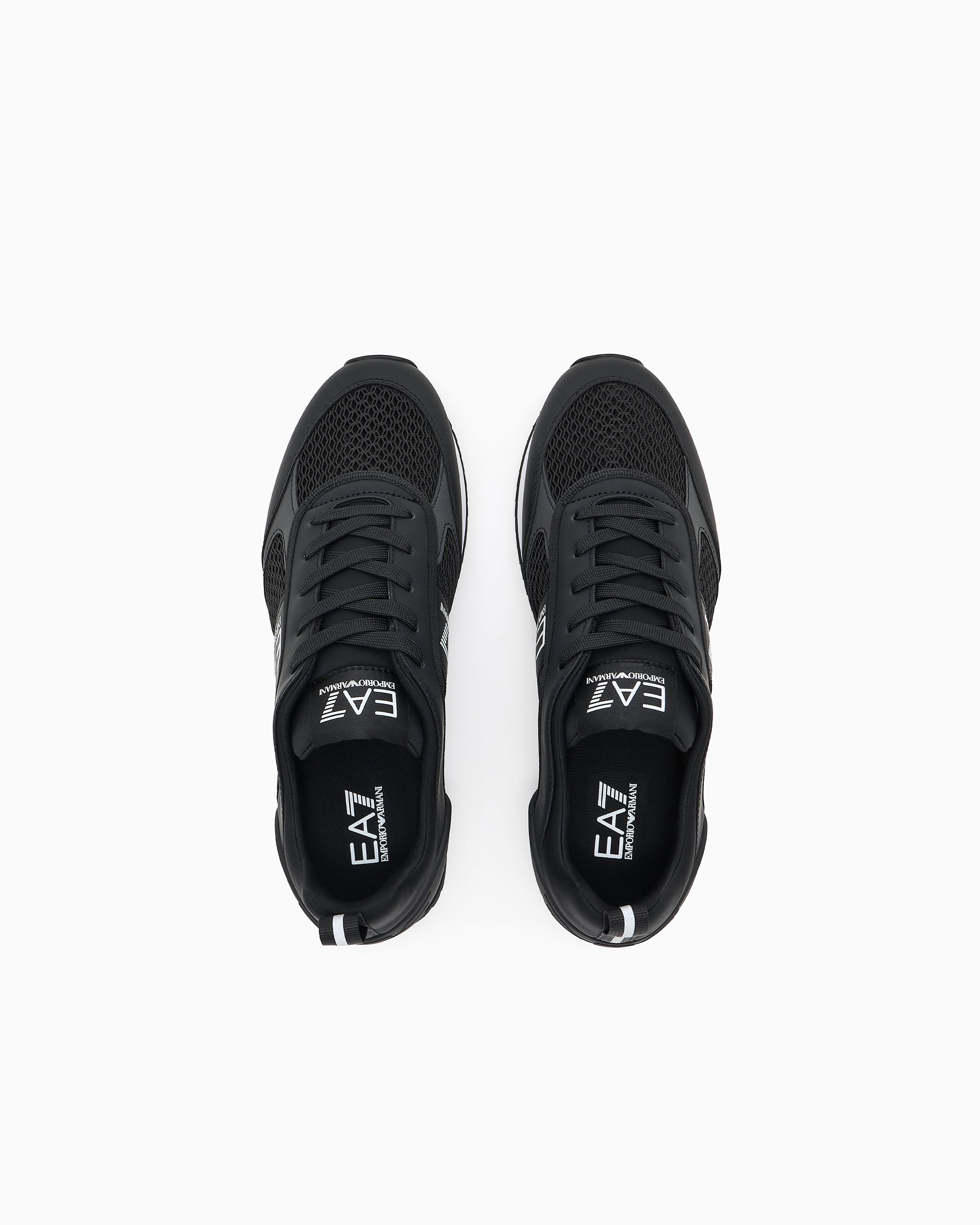 Ea7 Sneaker Black And White In Mesh With Rubber Sole Black