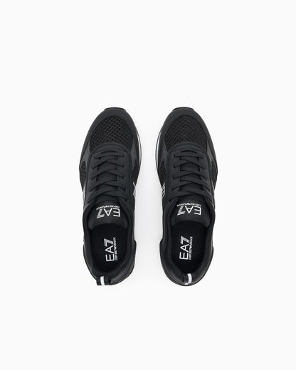 Ea7 Sneaker Black And White In Mesh With Rubber Sole Black