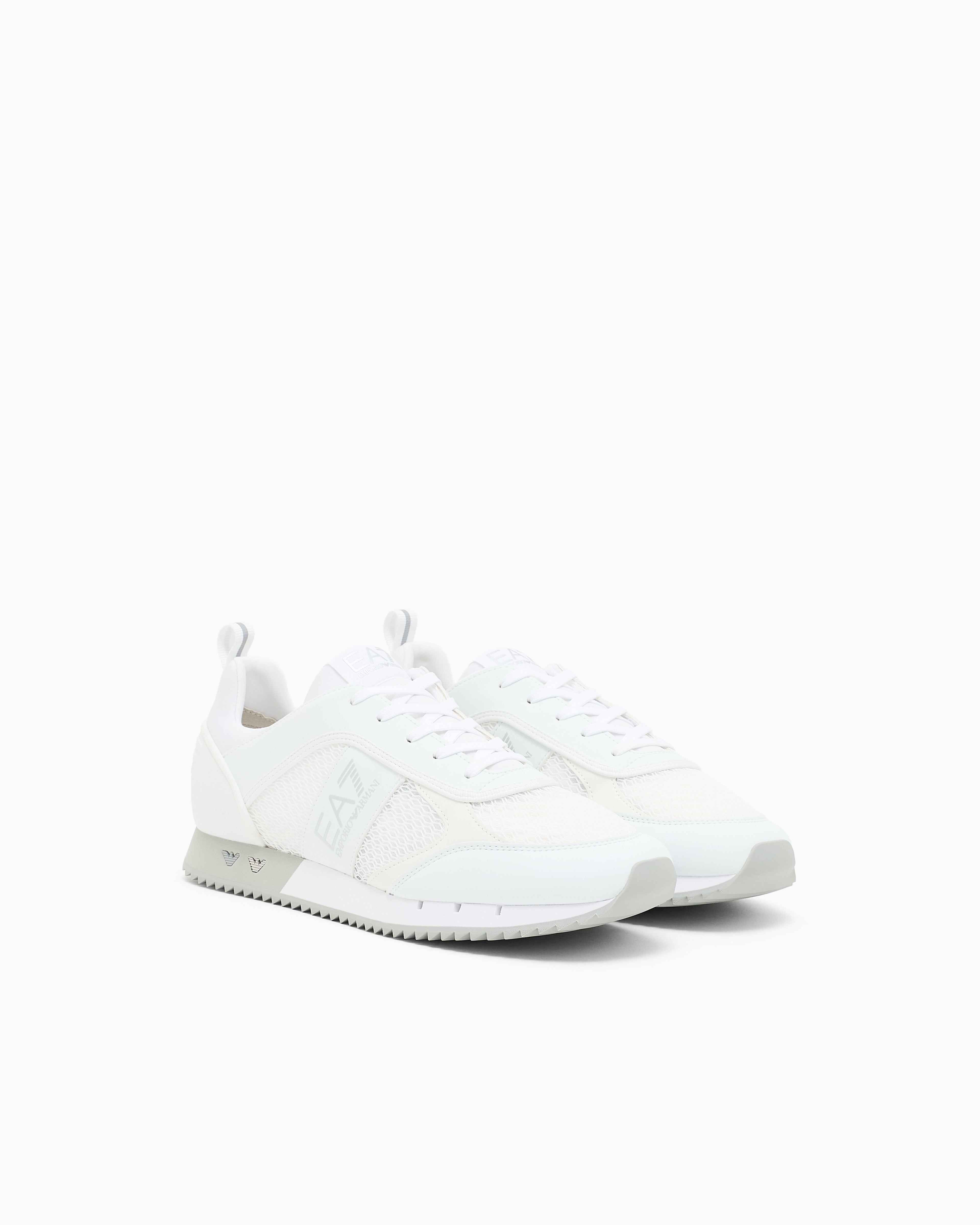 Ea7 Sneaker Black And White In Mesh With Rubber Sole White