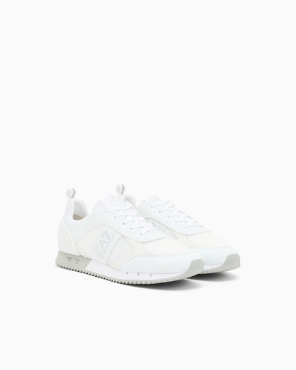 Ea7 Sneaker Black And White In Mesh With Rubber Sole White