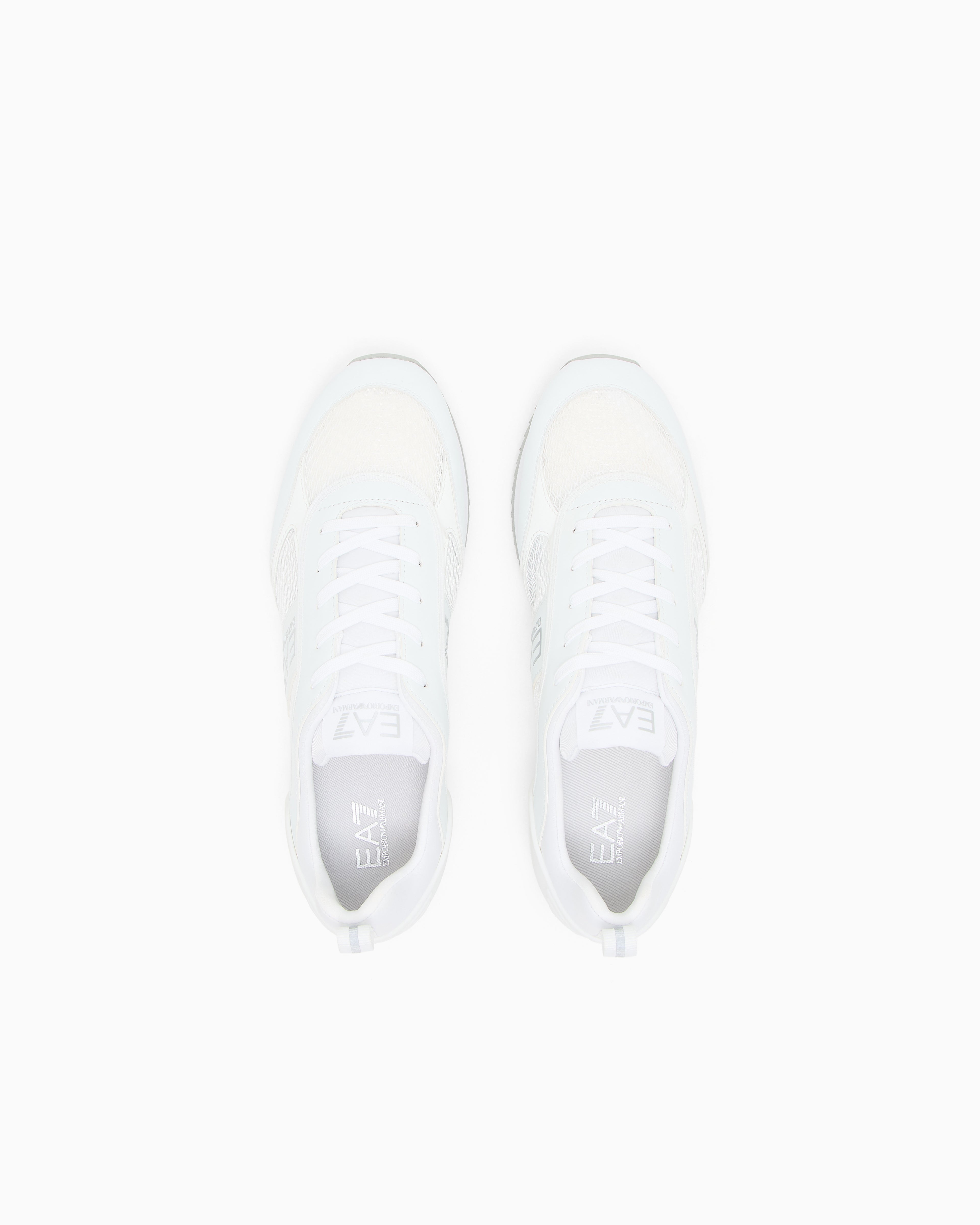 Ea7 Sneaker Black And White In Mesh With Rubber Sole White