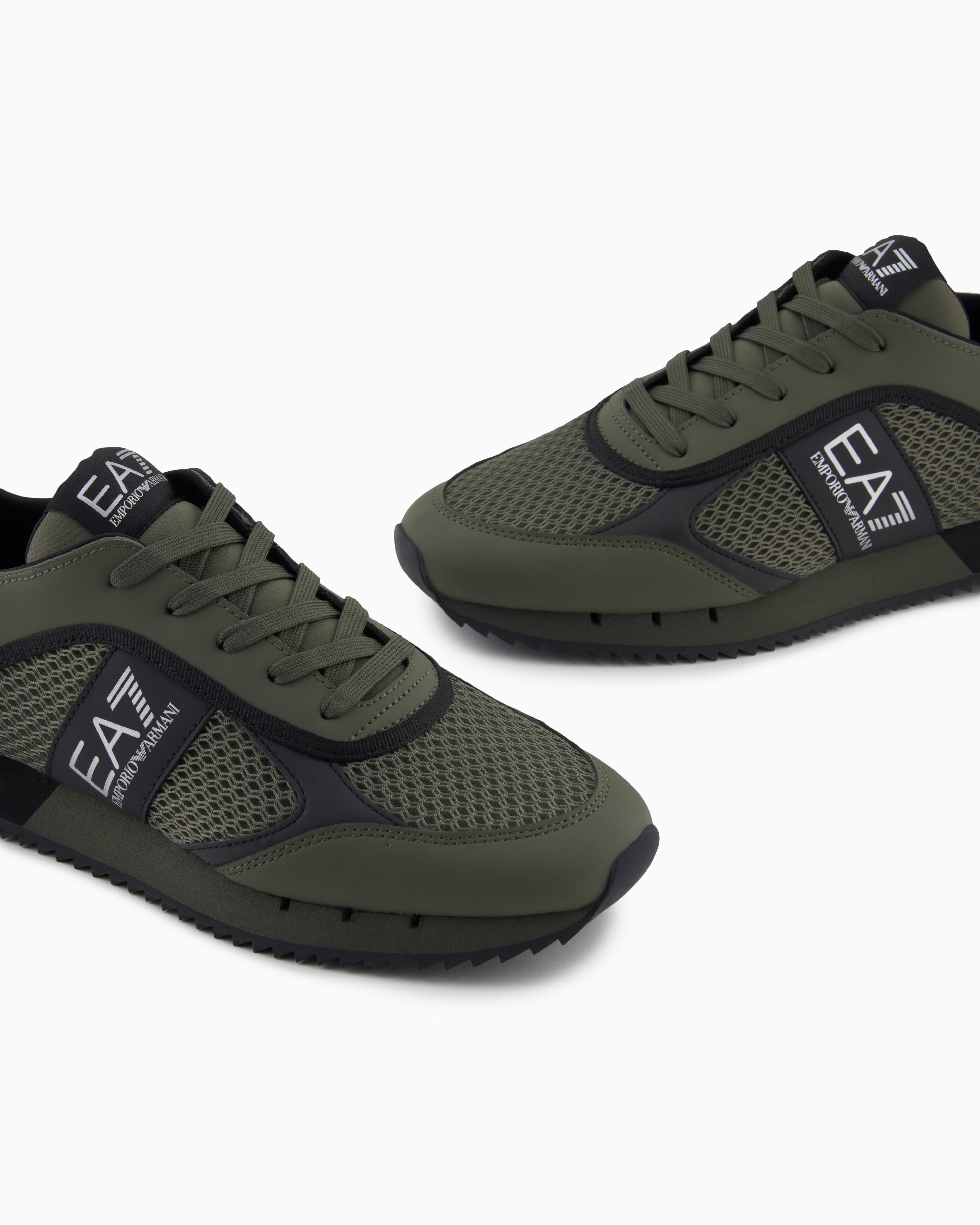 Ea7 Black And White Laces Sneakers Green